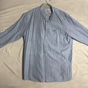 Light Blue Lacoste Long Sleeve Casual Button-Down Shirt - Size XL, Lightly Worn